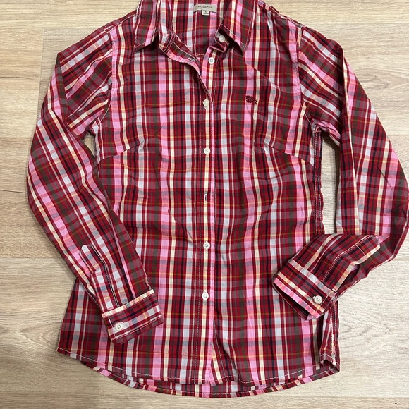 Vintage Burberry plaid button up top - Picture 3 of 9